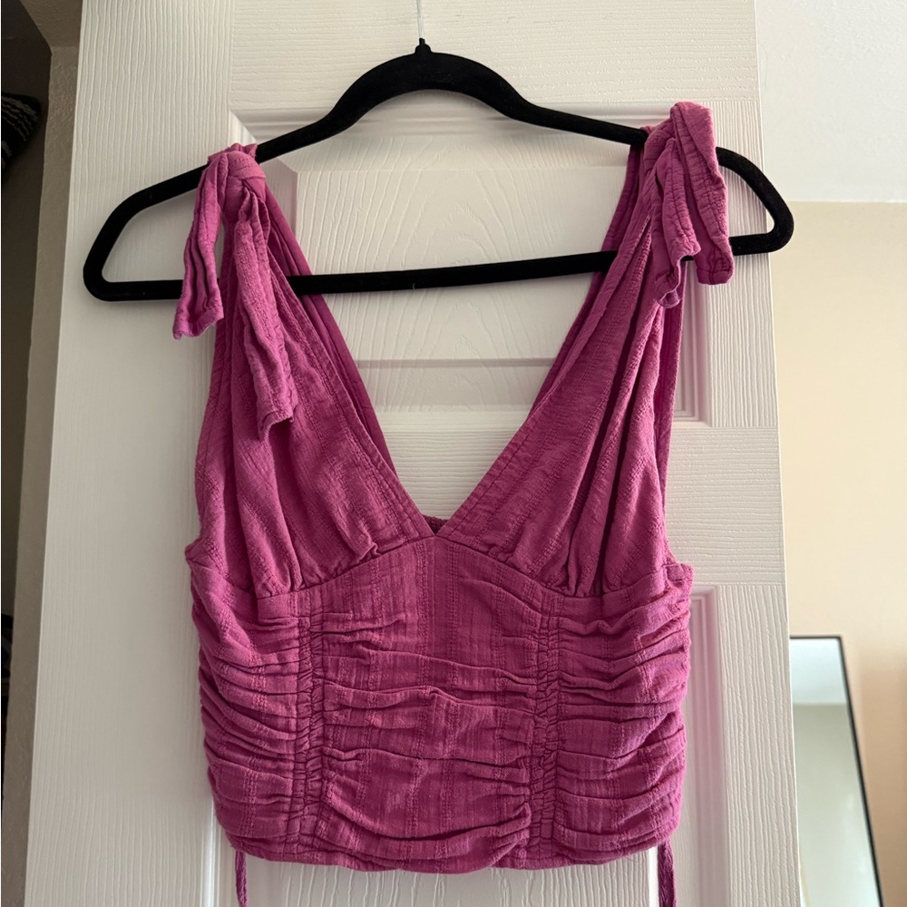 Free People tie-shoulder crop top Size XS - fuchsia pink